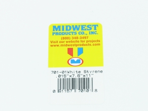 701-01 WHITE STYRENE .015 (0.38mm) 